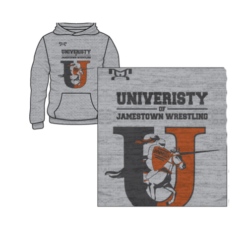 University of Jamestown Custom Sublimated Decal Grey Hoodie