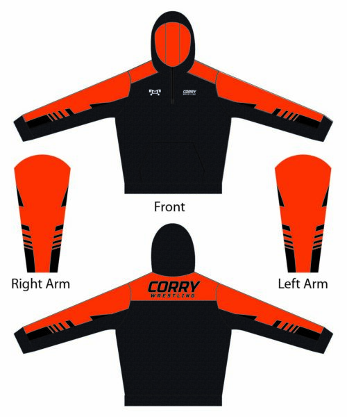 Corry Wrestling Custom Men Quarter Zip Hoodie