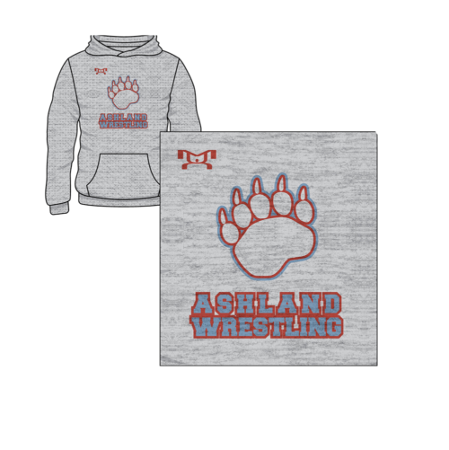 Ashland High School Custom Sublimated Decal Grey Hoodie