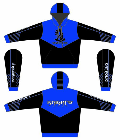 Peninsula Catholic  FOR WRESTLERS ONLY Custom BLUE Sublimated Hoodie