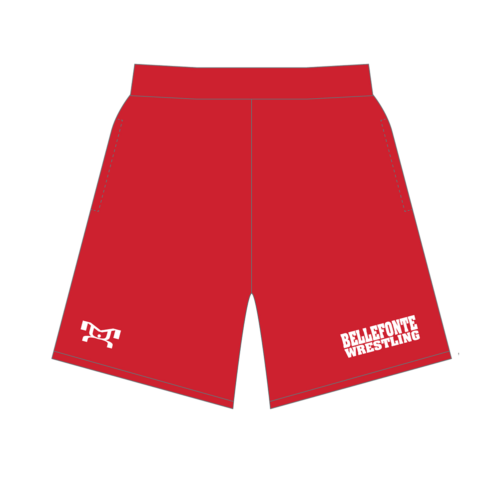 Bellefonte Wrestling Custom Red Mesh Shorts