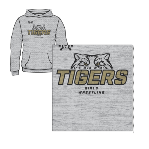 Lebanon Girls Wrestling Custom Sublimated Decal Grey Hoodie