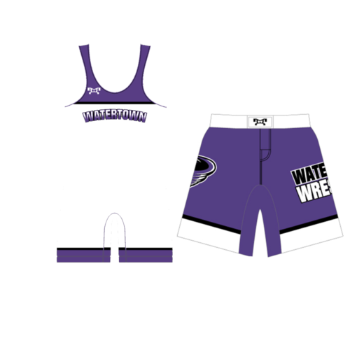Watertown Wrestling Club White Singlet &  Fight Shorts Combo