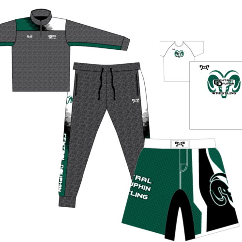 Central Dauphin Custom Box Stripe Combo Deal With Textured Fight Short and White Dri Fit