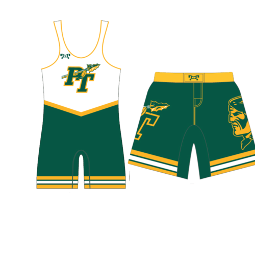 Penn Trafford Jr Wrestling Singlet & Green Fight Shorts Combo