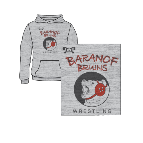 Baranof Bruins WC Custom Sublimated Decal Grey Hoodie