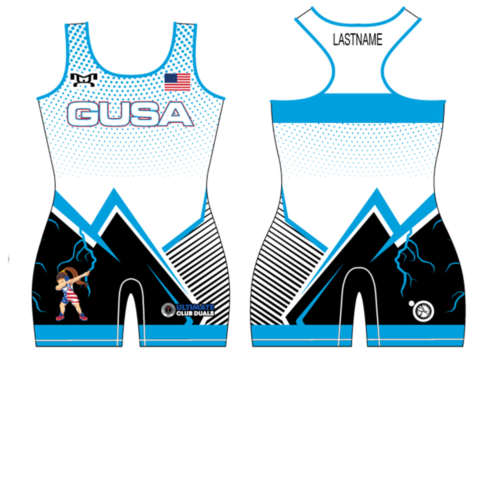 Ground Up Wrestling Custom Women's Blue SINGLET W Name