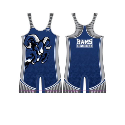 Kennebunk Wrestling Custom Blue White Singlet
