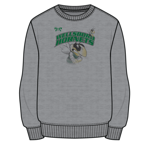 Wellsboro Hornets Sublimated Decal Grey Crewneck  2023 