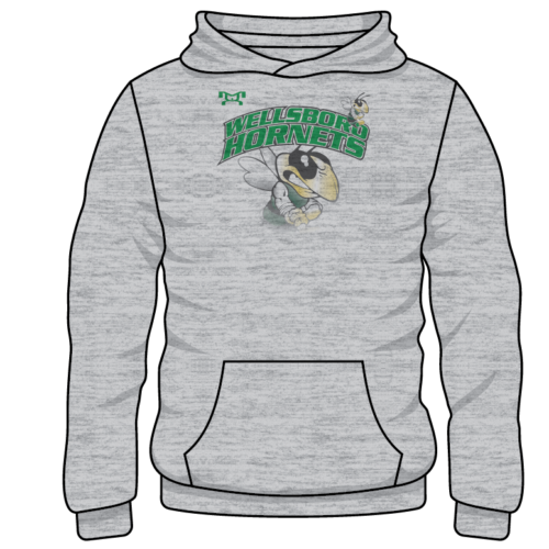 Wellsboro Hornets Custom Sublimated Decal Grey Hoodie  2023 