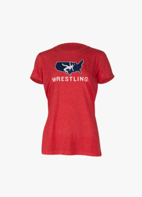 MyHOUSE USA Navy Girls Wrestling On Red T Shirt - Image 2
