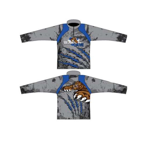 Bear Cave Grey and Blue Men's Quarter Zip