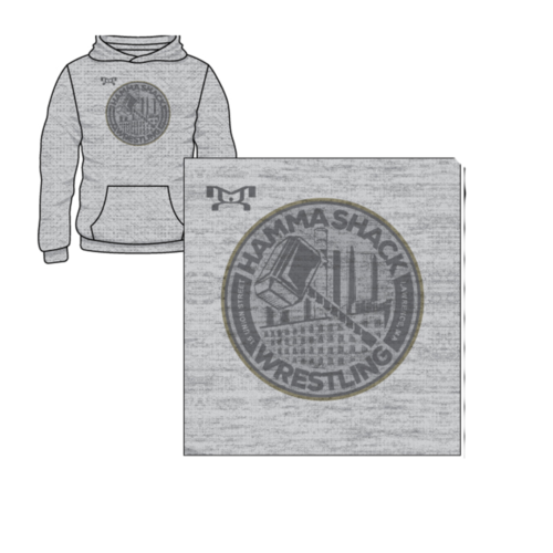 Hamma Shack Wrestling Club Sublimated Decal Grey Hoodie