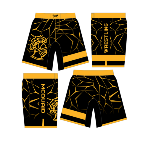 McQuaid HS  Custom Black & Gold Fight Shorts