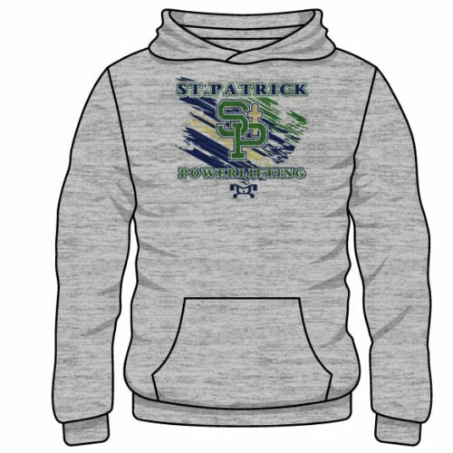 St. Patricks Powerlifting Sublimated Decal Grey Hoodie