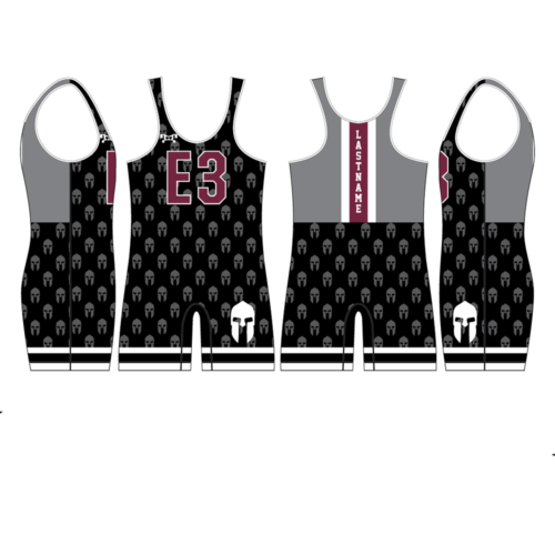 E3 WRESTLING Men's Custom Black & Grey Singlet