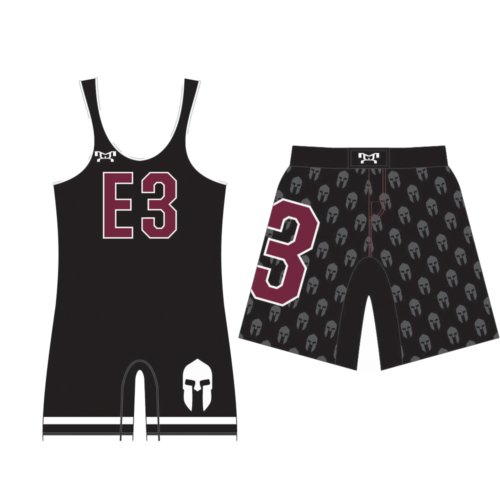 E3 WRESTLING Men Essential 1 BLACK SINGLET Combo
