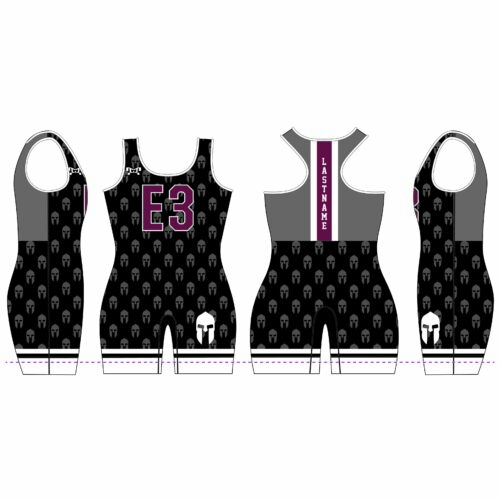 E3 WRESTLING Women'S Custom BLACK & Grey Singlet