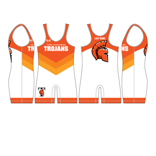York Suburban White & Orange Custom Mens Singlet