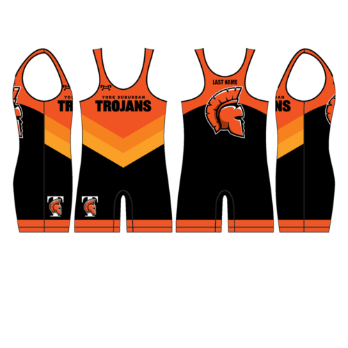 York Suburban Black & Orange Custom Mens Singlet