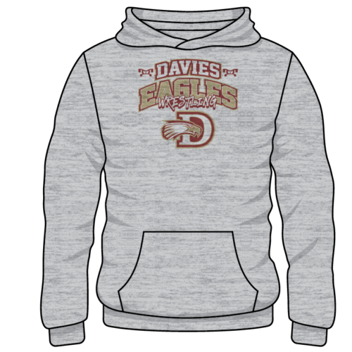 Davies Eagles Custom Sublimated Decal Grey Hoodie