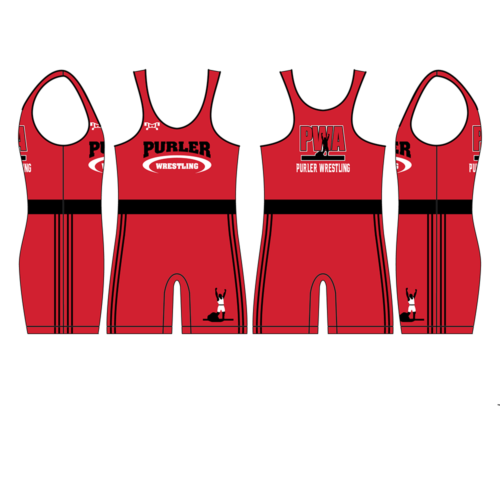 Purler Wrestling Academy Men's Red Custom Singlet