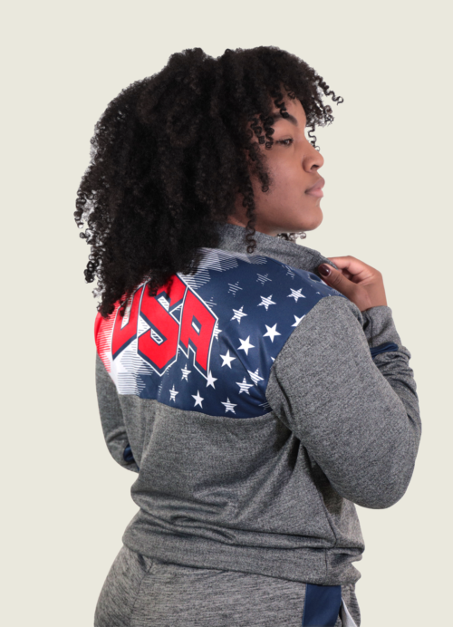 USA Freedom Quarter Zip - Heathered Box Stripe