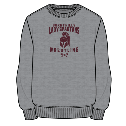 Burnt Hills Ballston Lake Women's Wrestling Sublimated Decal Grey Crewneck 2024