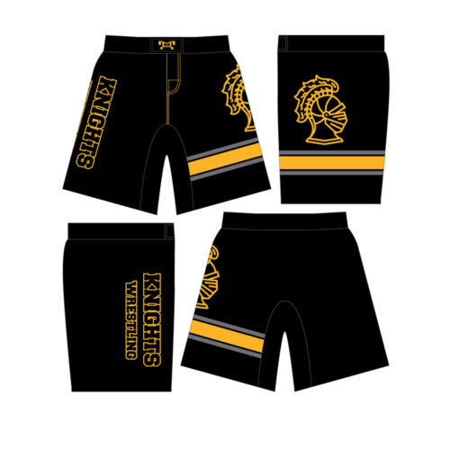 McQuaid HS Grey & Black  Fight Shorts