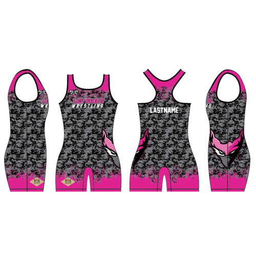 Dover Lady Bandits Wrestling Pink Camo Singlet 2024