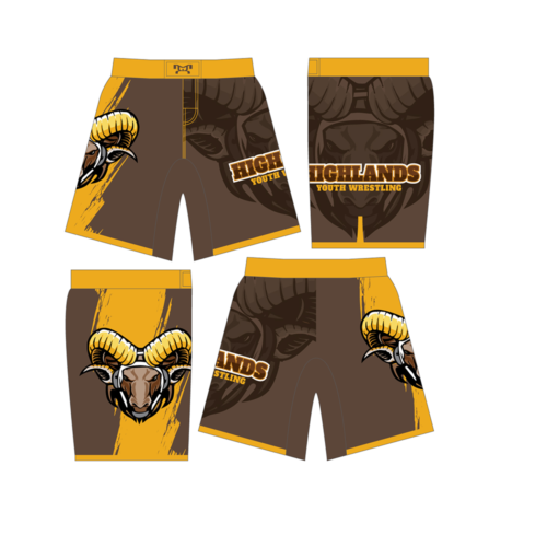 Highlands Youth Wrestling Booster Club Custom Fight Shorts