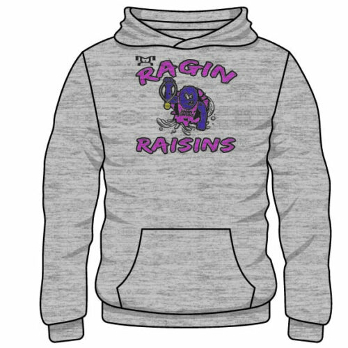 Ragin Raisins Custom Sublimated Decal Grey Hoodie