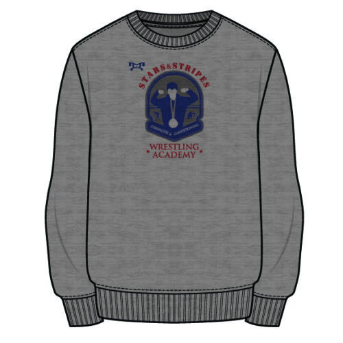 Stars and Stripes Wrestling Academy Sublimated Decal Grey Crewneck