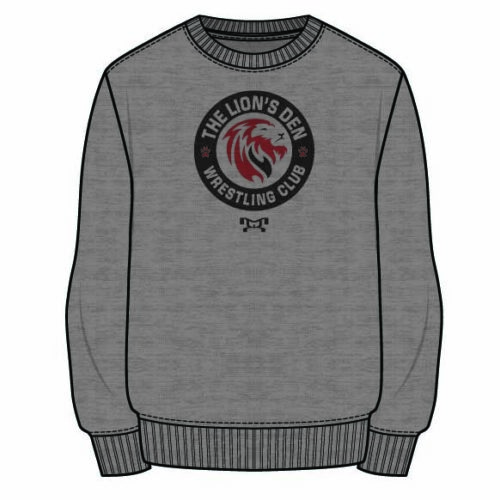 The Lions Den Wrestling Club Sublimated Decal Grey Crewneck