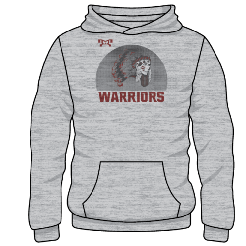 Danville Warriors Custom Sublimated Decal Grey Hoodie