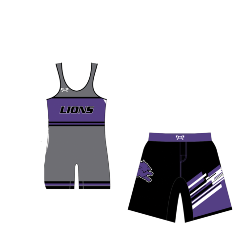 LEO Wrestling Custom Essentials Purple & Grey Singlet Combo