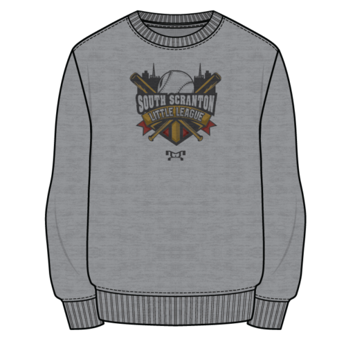 South Scranton Little League Baseball Sublimated Decal Grey Crewneck