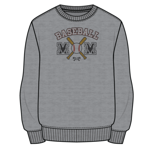 South Scranton Little League Baseball Sublimated Decal MOM Grey Crewneck