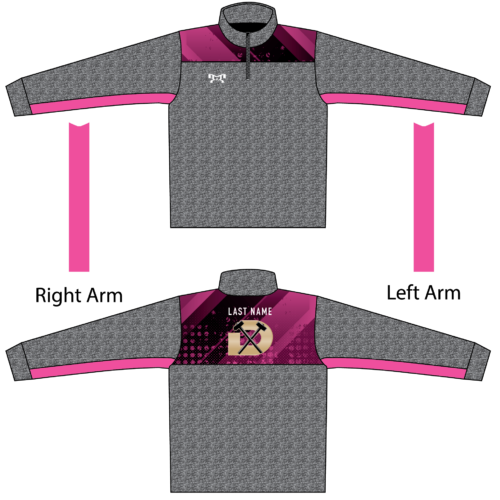 DEMOLITION ATHLETICS  Pink Heathered Quarter Zip  (Heathered fabric may vary in color & texture)
