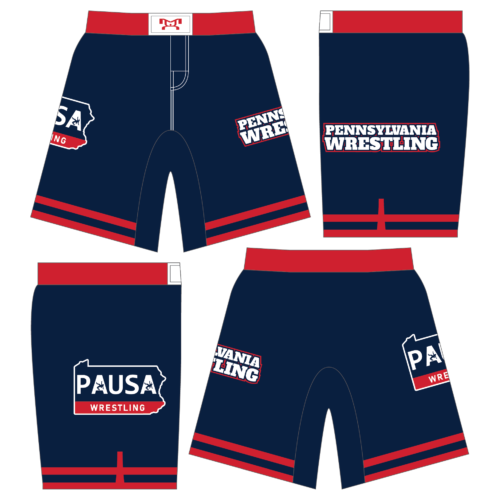 PAUSAW 2023 NAVY MENS SUBLIMATED WRESTLING SHORTS