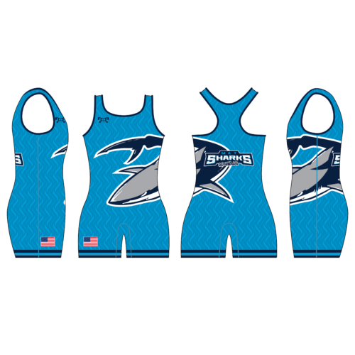 Mat Sharks Blue Custom Women's Singlet
