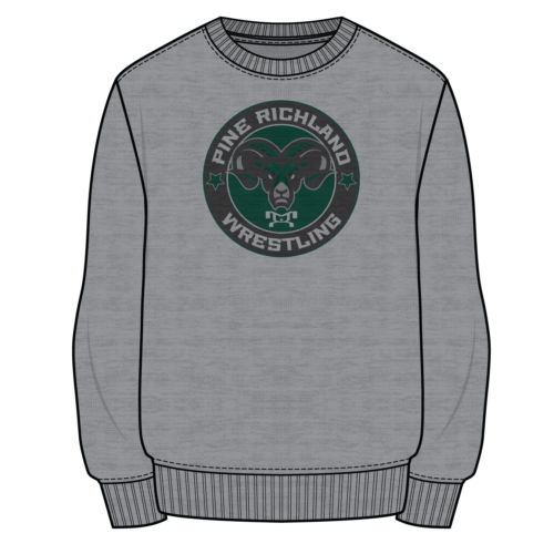 Pine Richland Wrestling Club Sublimated Decal Grey Crewneck
