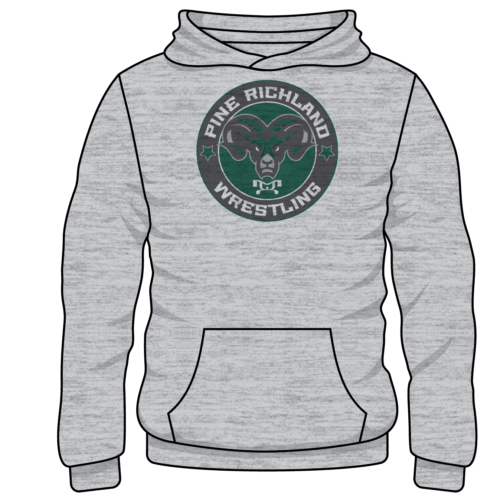 Pine Richland Wrestling Club Custom Sublimated Decal  Grey Hoodie