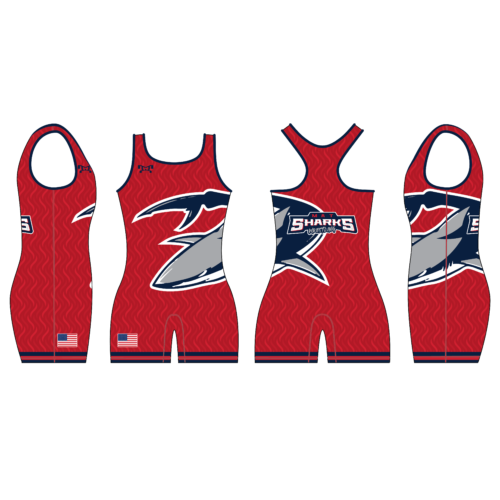 Mat Sharks Red Custom Women's Singlet