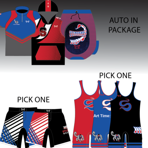 Stingers Wrestling Club Ultimate Bundle (PLEASE CHOOSE ONE SINGLET & ONE FIGHT SHORT) NAMES WILL BE ON SINGLET ONLY