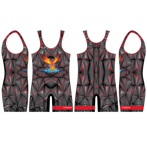 Phoenix Wrestling Club Custom Red & Black Singlet