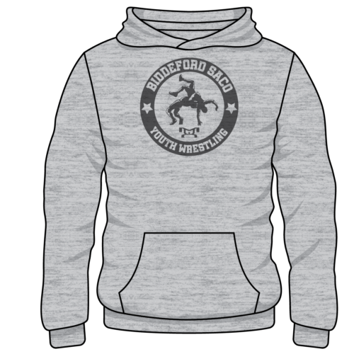 Biddeford Saco Youth Wrestling Custom Sublimated Decal Grey Hoodie