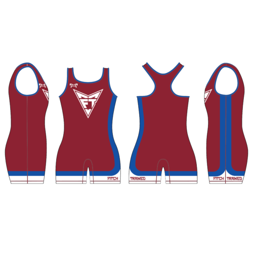 Fitch Trained Women's Red , Blue & White Custom Singlet
