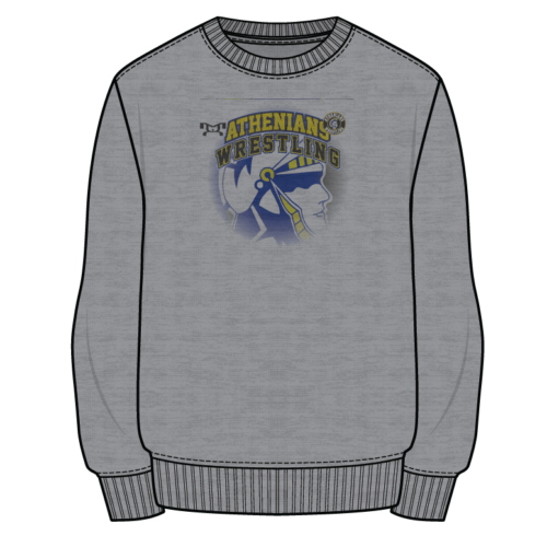 ATHENIANS WRESTLING CLUB  Sublimated Decal Grey Crewneck