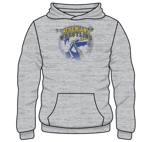 ATHENIANS WRESTLING CLUB Custom Sublimated Decal Grey Hoodie